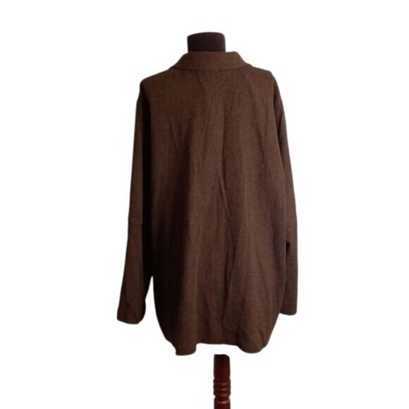J Jill 20W Blazer Jacket Lined Snap Closure Wool Blend Oversized Brown Heather - Picture 3 of 12